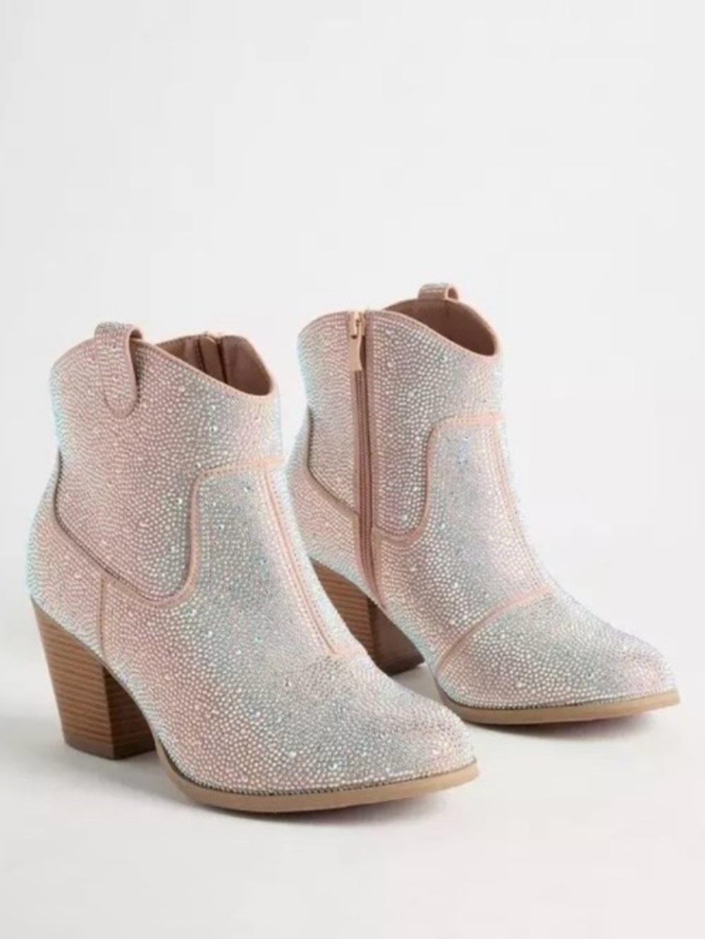 Torrid Sparkling Pink Western Ankle Booties - Size 10WW - NWT!